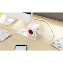 Listwa zasilająca 250V, CEE7 (widelec) - POWERCUBE, 0.1m, ORIGINAL USB, czerwona, POWERCUBE