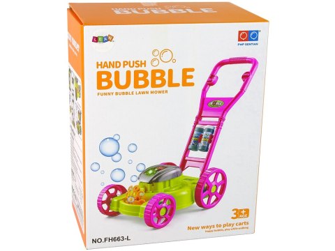 Kosiarka Maszyna do Baniek Mydlanych Różowa Bańki Mydlane Muzyka LEAN Toys Kosiarka Maszyna do Baniek Mydlanych Różowa Bańki Mydlane Muzyka LEAN Toys