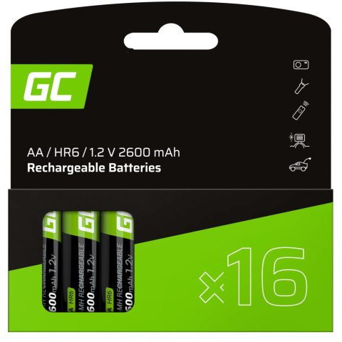 16x Akumulatorki Paluszki AA R6 2600mAh Ni-MH Baterie do ładowania Green Cell