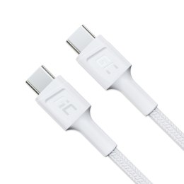 Kabel Biały USB-C Typ C 1,2m Green Cell PowerStream, Power Delivery 60W, Quick Charge 3.0