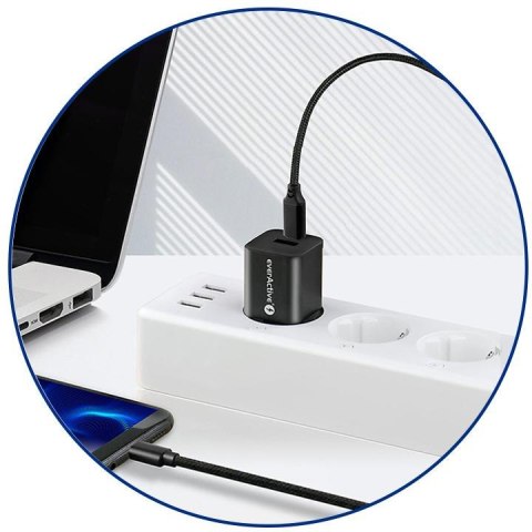 KABEL USB-C -> USB-C everActive CBB-2PD3 200cm PD 60W 3A EVERACTIVE KABEL USB-C -> USB-C everActive CBB-2PD3 200cm PD 60W 3A EVERACTIVE