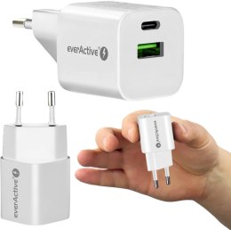 ŁADOWARKA SIECIOWA everActive GaN SC-390Q 30W 1xUSB-C 1xUSB-A PD PPS EVERACTIVE