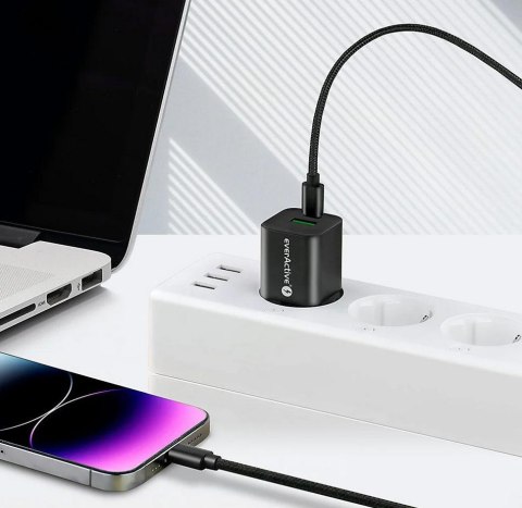 ŁADOWARKA SIECIOWA everActive GaN SC-390QB 30W 1xUSB-C 1xUSB-A PD PPS EVERACTIVE ŁADOWARKA SIECIOWA everActive GaN SC-390QB 30W 1xUSB-C 1xUSB-A PD PPS EVERACTIVE