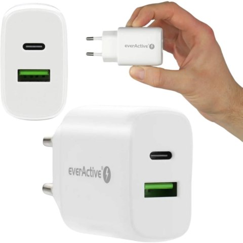 ŁADOWARKA SIECIOWA everActive SC-370Q 25W 1xUSB-C 1xUSB-A PD PPS EVERACTIVE ŁADOWARKA SIECIOWA everActive SC-370Q 25W 1xUSB-C 1xUSB-A PD PPS EVERACTIVE
