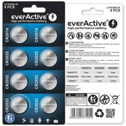 Zestaw 8 baterii 3,0V 4x CR2032 2x CR2025 2x CR2016 everActive EVERACTIVE