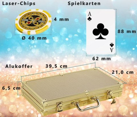 GamesPlanet Poker Set Gold Edition, 300 żetonów 1 - 1000 GamesPlanet® GamesPlanet Poker Set Gold Edition, 300 żetonów 1 - 1000 GamesPlanet®