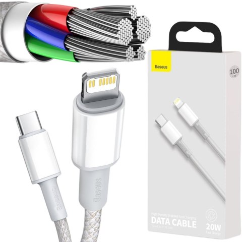 KABEL USB-C -> Lightning / iPhone Baseus Cafule CATLGD-02 1m 20W PD Quick Charging BIAŁY W OPLOCIE BASEUS KABEL USB-C -> Lightning / iPhone Baseus Cafule CATLGD-02 1m 20W PD Quick Charging BIAŁY W OPLOCIE BASEUS