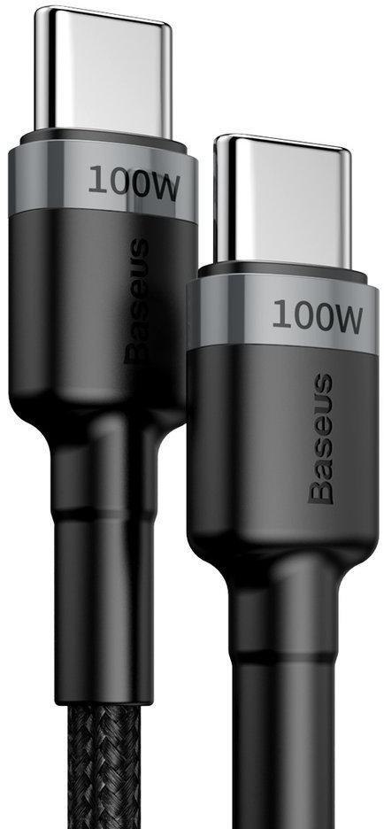 KABEL USB-C -> USB-C Baseus Cafule CATKLF-ALG1 200cm 100W 5A PD 2.0 QC 3.0 CZARNO-SZARY W OPLOCIE BASEUS KABEL USB-C -> USB-C Baseus Cafule CATKLF-ALG1 200cm 100W 5A PD 2.0 QC 3.0 CZARNO-SZARY W OPLOCIE BASEUS