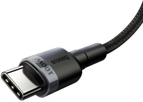 KABEL USB-C -> USB-C Baseus Cafule CATKLF-ALG1 200cm 100W 5A PD 2.0 QC 3.0 CZARNO-SZARY W OPLOCIE BASEUS KABEL USB-C -> USB-C Baseus Cafule CATKLF-ALG1 200cm 100W 5A PD 2.0 QC 3.0 CZARNO-SZARY W OPLOCIE BASEUS