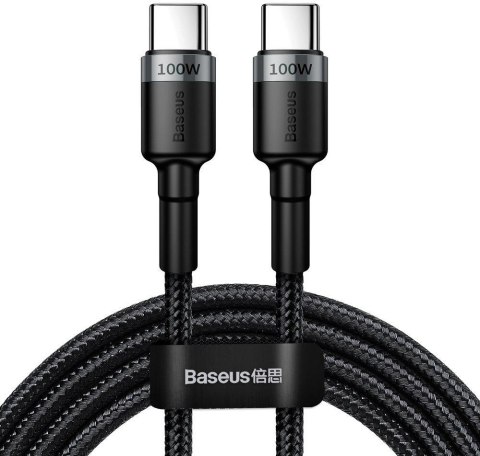 KABEL USB-C -> USB-C Baseus Cafule CATKLF-ALG1 200cm 100W 5A PD 2.0 QC 3.0 CZARNO-SZARY W OPLOCIE BASEUS KABEL USB-C -> USB-C Baseus Cafule CATKLF-ALG1 200cm 100W 5A PD 2.0 QC 3.0 CZARNO-SZARY W OPLOCIE BASEUS
