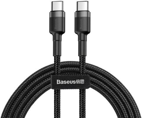 KABEL USB-C -> USB-C Baseus Cafule CATKLF-GG1 100cm 60W 3A PD 2.0 QC 3.0 CZARNO-SZARY W OPLOCIE BASEUS KABEL USB-C -> USB-C Baseus Cafule CATKLF-GG1 100cm 60W 3A PD 2.0 QC 3.0 CZARNO-SZARY W OPLOCIE BASEUS