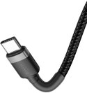 KABEL USB-C -> USB-C Baseus Cafule CATKLF-GG1 100cm 60W 3A PD 2.0 QC 3.0 CZARNO-SZARY W OPLOCIE BASEUS