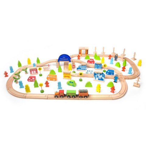 CLASSIC WORLD Zestaw Kolejka Tor Drewniany Pociąg + Figurki 110 el. Classic World CLASSIC WORLD Zestaw Kolejka Tor Drewniany Pociąg + Figurki 110 el. Classic World