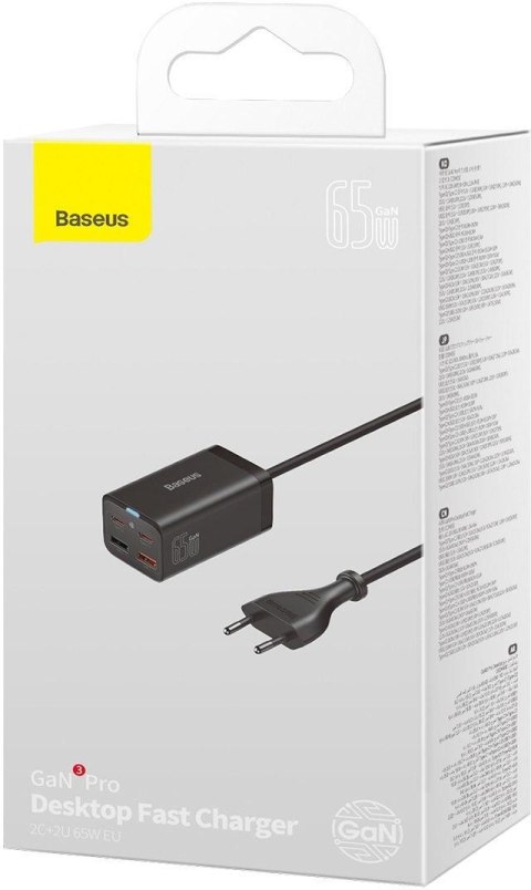 ŁADOWARKA SIECIOWA Baseus GaN 3 Pro Desktop Charger CCGP040101 65W 2x USB-A 2x USB-C PD 3.0 QC 4.0 BASEUS ŁADOWARKA SIECIOWA Baseus GaN 3 Pro Desktop Charger CCGP040101 65W 2x USB-A 2x USB-C PD 3.0 QC 4.0 BASEUS
