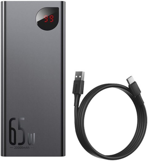 Powerbank Baseus Adaman Digital Display PPIMDA-D01 20000mAh 65W PD QC 4.0 2x USB-A 1x USB-C + KABEL BASEUS Powerbank Baseus Adaman Digital Display PPIMDA-D01 20000mAh 65W PD QC 4.0 2x USB-A 1x USB-C + KABEL BASEUS