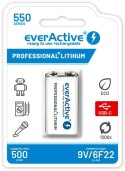 Akumulatorek 6F22 Li-Ion everActive 9V 550mAh z gniazdem USB-C EVERACTIVE