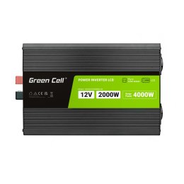 Przetwornica napięcia Green Cell PowerInverter LCD 12 V 2000W/4000W Przetwornica samochodowa z wyświetlaczem - czysty sinus