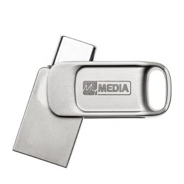 MyMedia MyDual USB 2.0, USB 2.0, 32GB, srebrny, 69266, USB A / USB C, z osłoną