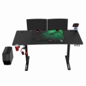 ULTRADESK Biurko dla gracza LEVEL V2 GREEN, 140x68cm, 72-117cm, elektycznie regulowany, z podkładką pod mysz XXL, uchwyt na słuc