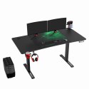 ULTRADESK Biurko dla gracza LEVEL V2 GREEN, 140x68cm, 72-117cm, elektycznie regulowany, z podkładką pod mysz XXL, uchwyt na słuc