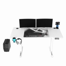 ULTRADESK Biurko dla gracza LEVEL V2 WHITE, 140x68cm, 72-117cm, elektycznie regulowany, z podkładką pod mysz XXL, uchwyt na słuc