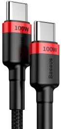KABEL USB-C -> USB-C Baseus Cafule CATKLF-AL91 200cm 100W 5A PD 2.0 QC 3.0 CZARNY W OPLOCIE BASEUS
