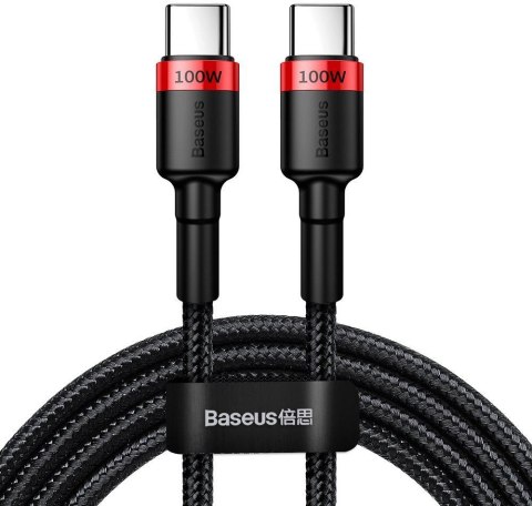 KABEL USB-C -> USB-C Baseus Cafule CATKLF-AL91 200cm 100W 5A PD 2.0 QC 3.0 CZARNY W OPLOCIE BASEUS KABEL USB-C -> USB-C Baseus Cafule CATKLF-AL91 200cm 100W 5A PD 2.0 QC 3.0 CZARNY W OPLOCIE BASEUS