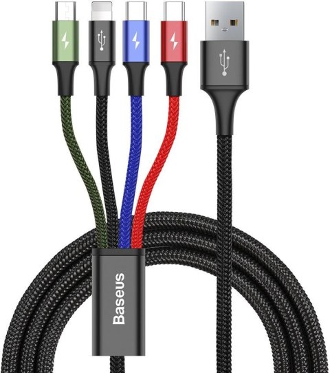 KABEL 4w1 USB-A -> Lighting iPhone / 2x USB-C / micro-USB Baseus Cafule CA1T4-B01 1.2m 3.5A W OPLOCIE BASEUS KABEL 4w1 USB-A -> Lighting iPhone / 2x USB-C / micro-USB Baseus Cafule CA1T4-B01 1.2m 3.5A W OPLOCIE BASEUS