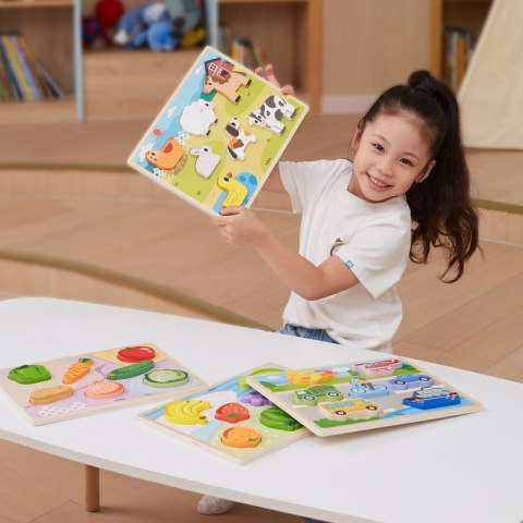 VIGA Drewniane Puzzle Układanka Montessori 2w1 Figurki Warzywa Viga Toys VIGA Drewniane Puzzle Układanka Montessori 2w1 Figurki Warzywa Viga Toys