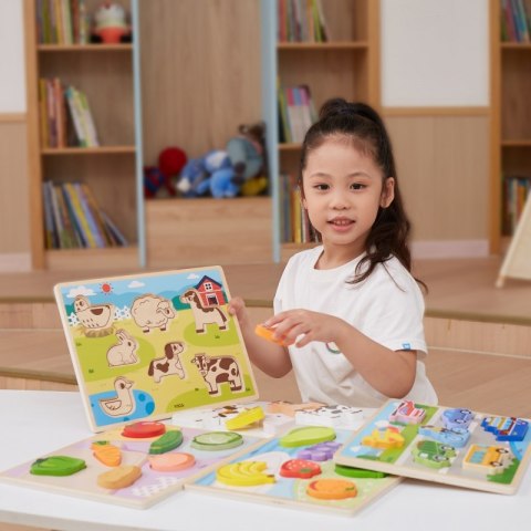 VIGA Drewniane Puzzle Układanka Montessori 2w1 Figurki Warzywa Viga Toys VIGA Drewniane Puzzle Układanka Montessori 2w1 Figurki Warzywa Viga Toys