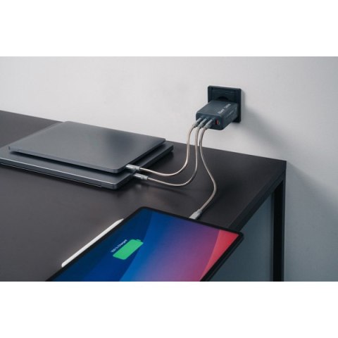 Ładowarka GaN Verbatim, USB 3.0, USB C, szara, 240 W, wymienne końcówki C,G,A