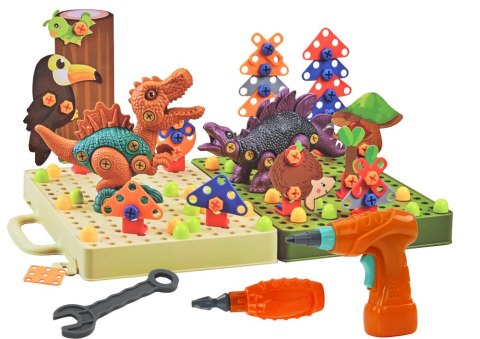 Klocki Puzzle Konstrukcyjne 3D DIY Dinozaury Rozkręcanie Wiertarka LEAN Toys Klocki Puzzle Konstrukcyjne 3D DIY Dinozaury Rozkręcanie Wiertarka LEAN Toys