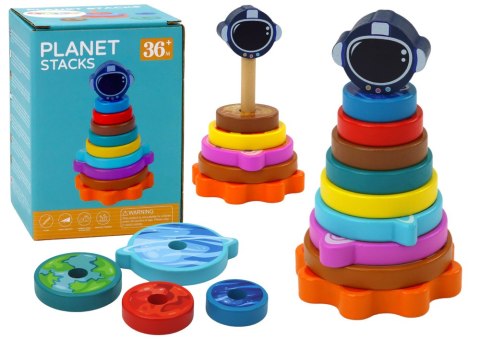 Piramida Sorter Drewniany Układanka Piramidka Planety Kosmos 10 ele. LEAN Toys Piramida Sorter Drewniany Układanka Piramidka Planety Kosmos 10 ele. LEAN Toys