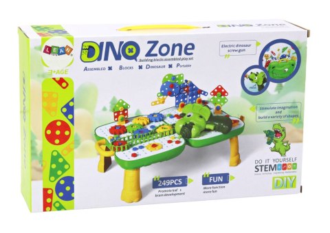 Stolik Walizka Zestaw DIY Układanka Klocki Dinozaur Wkrętarka 249 ele. LEAN Toys Stolik Walizka Zestaw DIY Układanka Klocki Dinozaur Wkrętarka 249 ele. LEAN Toys