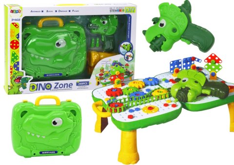 Walizka Stolik Zestaw DIY Układanka Klocki Dinozaur Wkrętarka 249 ele. LEAN Toys Walizka Stolik Zestaw DIY Układanka Klocki Dinozaur Wkrętarka 249 ele. LEAN Toys