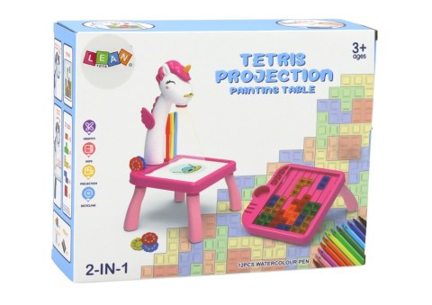 Mini Projektor Stolik Tetris 2w1 Jednorożec Niebieski LEAN Toys Mini Projektor Stolik Tetris 2w1 Jednorożec Niebieski LEAN Toys