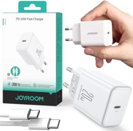 Ładowarka sieciowa Joyroom JR-TCF06 20W PD 3.0 QC 3.0 1x USB-C biała + kabel JOYROOM