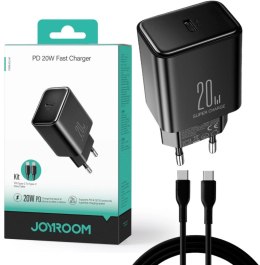 Ładowarka sieciowa Joyroom JR-TCF06 20W PD 3.0 QC 3.0 1x USB-C czarna + kabel JOYROOM