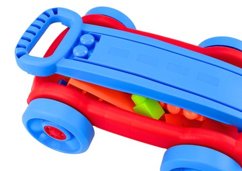 Zestaw Klocków W Wózku Na Kółkach Niebiesko-Czerwony LEAN Toys Zestaw Klocków W Wózku Na Kółkach Niebiesko-Czerwony LEAN Toys