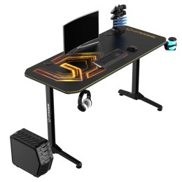 ULTRADESK Biurko dla gracza FRAG - GOLD V3, 140x60 cm, 76 cm, z podkładką pod mysz, uchwyt na słuchawki i napój