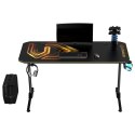 ULTRADESK Biurko dla gracza FRAG - GOLD V3, 140x60 cm, 76 cm, z podkładką pod mysz, uchwyt na słuchawki i napój