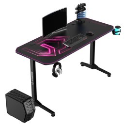 ULTRADESK Biurko dla gracza FRAG - PINK V3, 140x60 cm, 76 cm, z podkładką pod mysz, uchwyt na słuchawki i napój