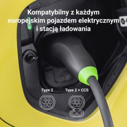 Green Cell GC Snap Kabel EV Typ 2 11kW 5m 16A do Ładowania Tesla Model Y 3 S X, Kia EV6, VW ID.4, ID.5, BMW i4, iX, Ford Mach-E