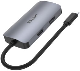 Unitek D1051A Hub USB-C 1xUSB 3.1 Gen1 VGA 2xHDMI PD MST UNITEK