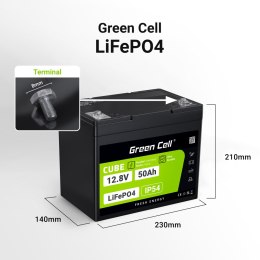 Green Cell CUBE Akumulator LiFePO4 50Ah 12.8V 640Wh Litowo-Żelazowo-Fosforanowy do Kampera, Wózka golfowego,Elektrowni wiatrowej