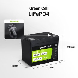 Green Cell CUBE Akumulator LiFePO4 80Ah 12.8V 1024Wh Litowo-Żelazowo-Fosforanowy do Kampera, Urządzeń czyszczących, Kemping