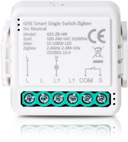 GISE Smart Single Switch no neutral Zigbee | Pojedynczy moduł przekaźnikowy bez N Zigbee | GSS-ZB-NN GISE