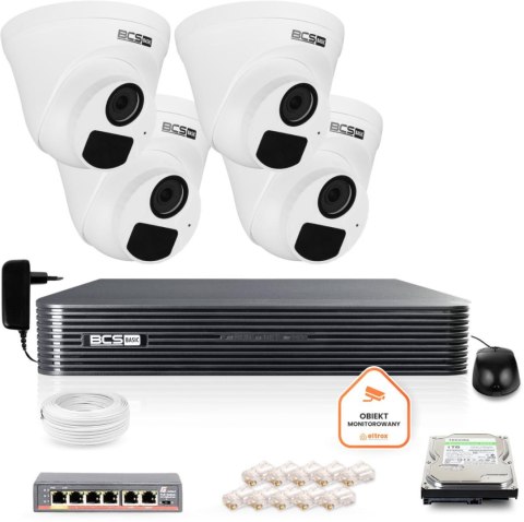 Zestaw monitoringu IP BCS Basic 4x Kamera BCS-B-EIP15FR3(2.0) Rejestrator z dyskiem 1TB BCS BASIC Zestaw monitoringu IP BCS Basic 4x Kamera BCS-B-EIP15FR3(2.0) Rejestrator z dyskiem 1TB BCS BASIC