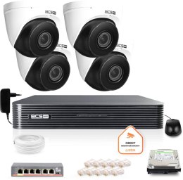 Zestaw monitoringu IP BCS Basic 4x Kamera BCS-B-EIP45VSR3(2.0) Rejestrator z dyskiem 1TB BCS BASIC