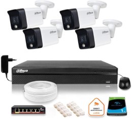 Zestaw monitoringu IP Dahua 4 kamery tubowe 6Mpx Dysk 1TB DAHUA ZESTAW